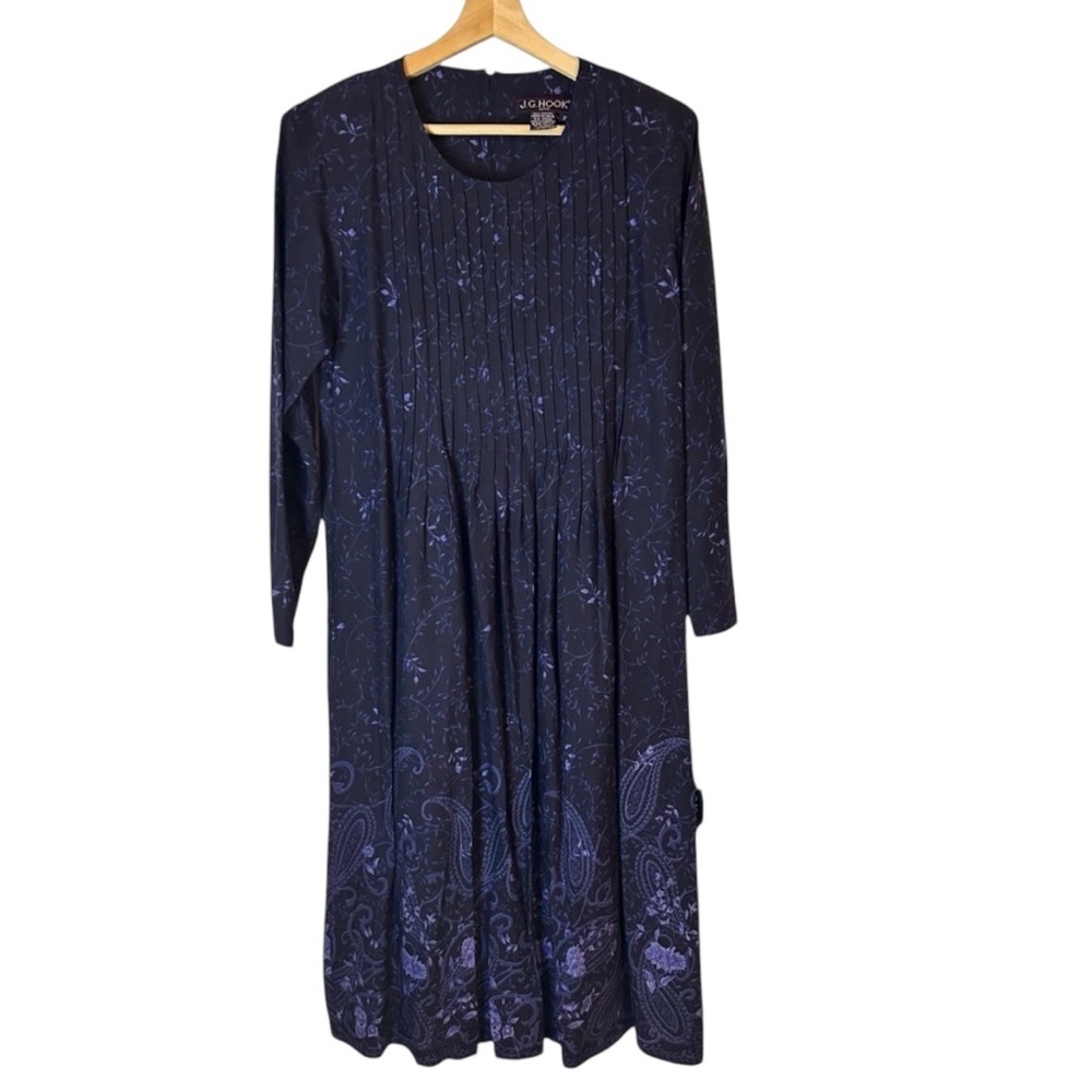 JG Hook Women’s Blue Floral Maxi Dress Long Puffed Sleeves Size SM/P NWT - Picture 1 of 3
